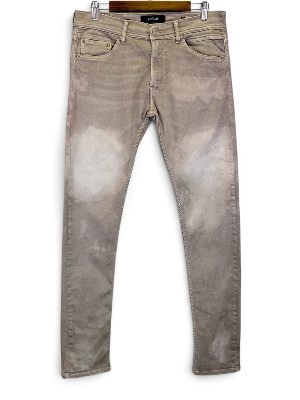 Replay Jondrill Men's Slim Skinny Jeans Brown Thrashed Size 33x34 1997-49